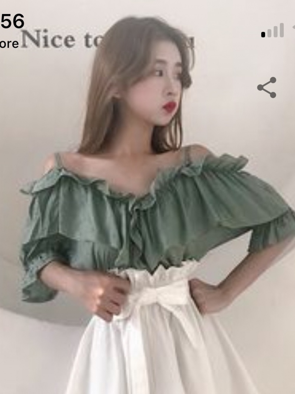 Off-Shoulder Ruffled Green Women’s Top